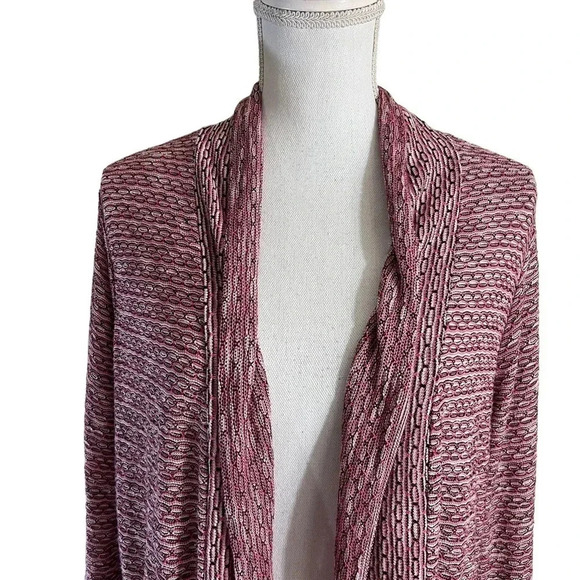 Christopher & Banks Open Cardigan Sweater XL Striped Spotted Pink Black White - Picture 5 of 9